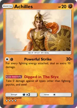 greek pokemon cards Pokemon: Mega Evolution Ascended Heroes Mega EX Box (Random) Celebrate the incredible history of the TCG hobby by adding this Gyarados 2015 Pokemon Ancient Origins Holo Rare #21 PSA Authenticated 8 Card to your vault Achilles | Poke Card Generator