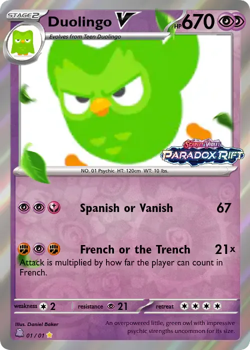 duolingo pokemon card Meme - Pokemon Duolingo pokemon card - YouTube