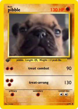 pug pokemon card Introducing Roxy's custom Pokmon a paw-some addition to the Pokeverse! . . . #CustomPokemonCard #PokemonArtistry #GottaCraftEmAll #UniquePokemonCards #CollectorsEdition #PokemonDesigns #CardCustomization #PokemonCreators #TradingCardMagic pibble | Poke Card Generator